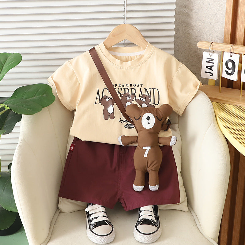 Children's Short-sleeved T-shirt Summer Clothing Shorts Clothes Children's Suit