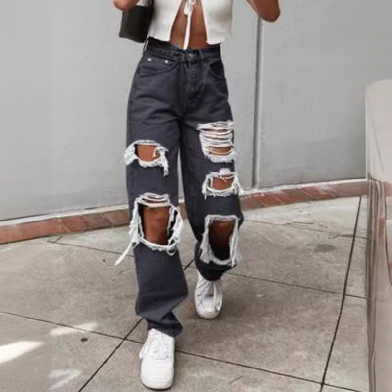 Women's Ripped Casual Fashion Slimming Thin For Women's Jeans