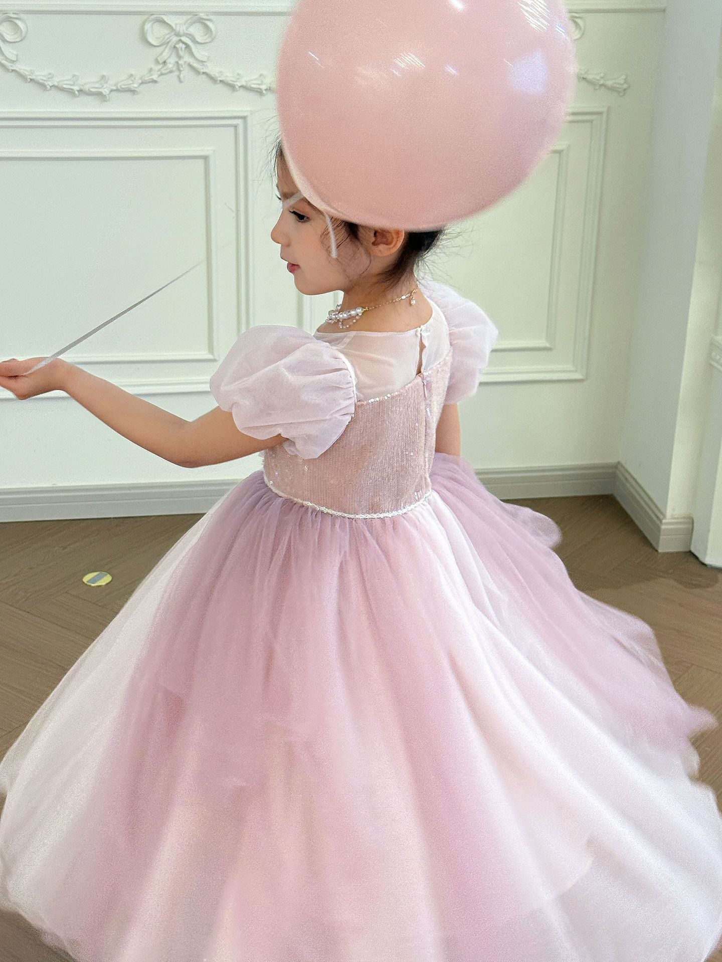 Children's Birthday Bubble Princess Autumn Luminous Gauze Children's Dress