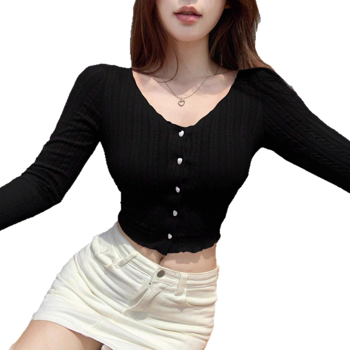 Slimming Long Sleeve Bottoming Shirt Pure Desire Style Ceiling Hot Shorts