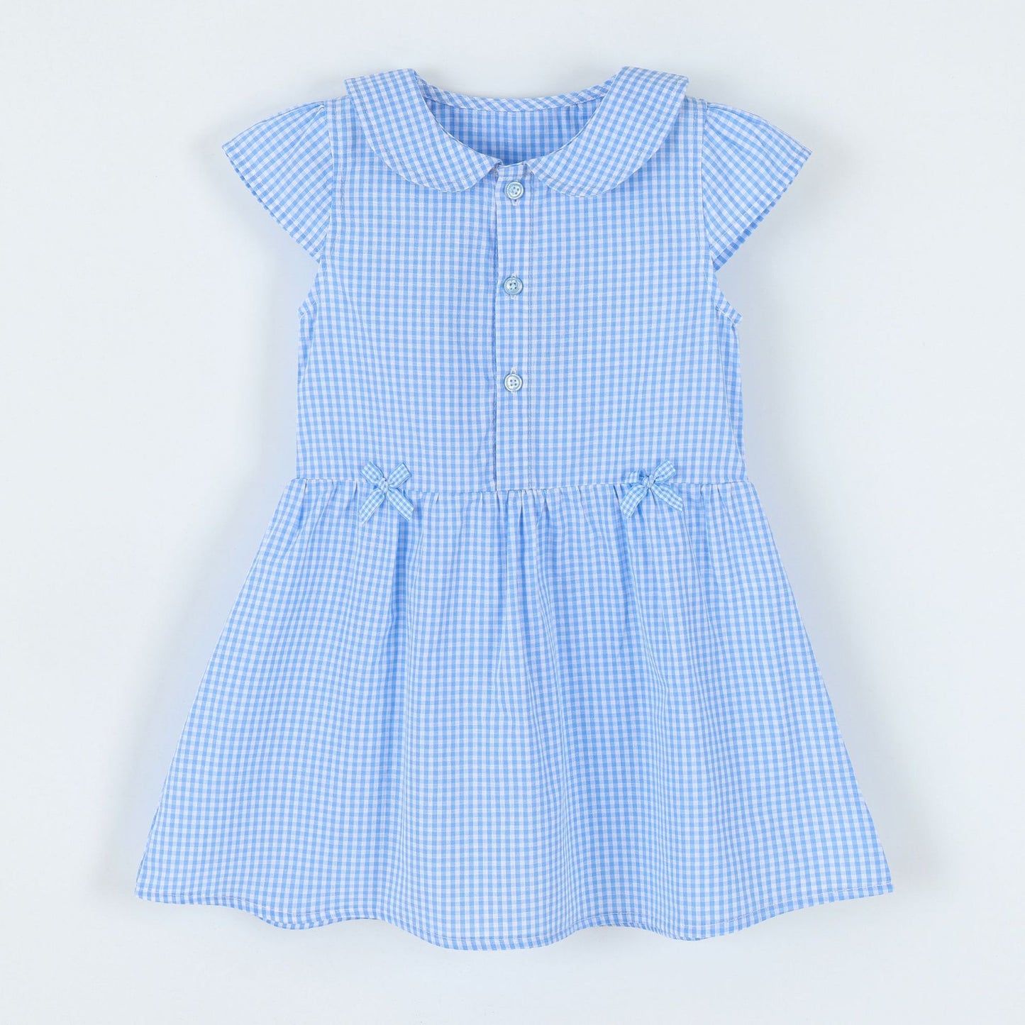 Style Lapel Lace Bow Short Sleeve Woven Cotton Summer Children's Dress