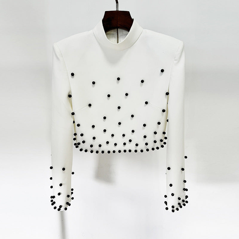New Pearl Beaded Long Two-piece Set Fashion Casual Suit