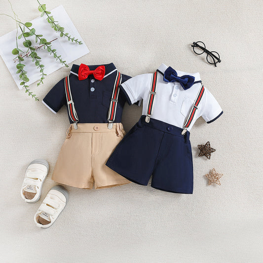 Children's Clothing Handsome Gentleman Polo Collar Top Children's Suit