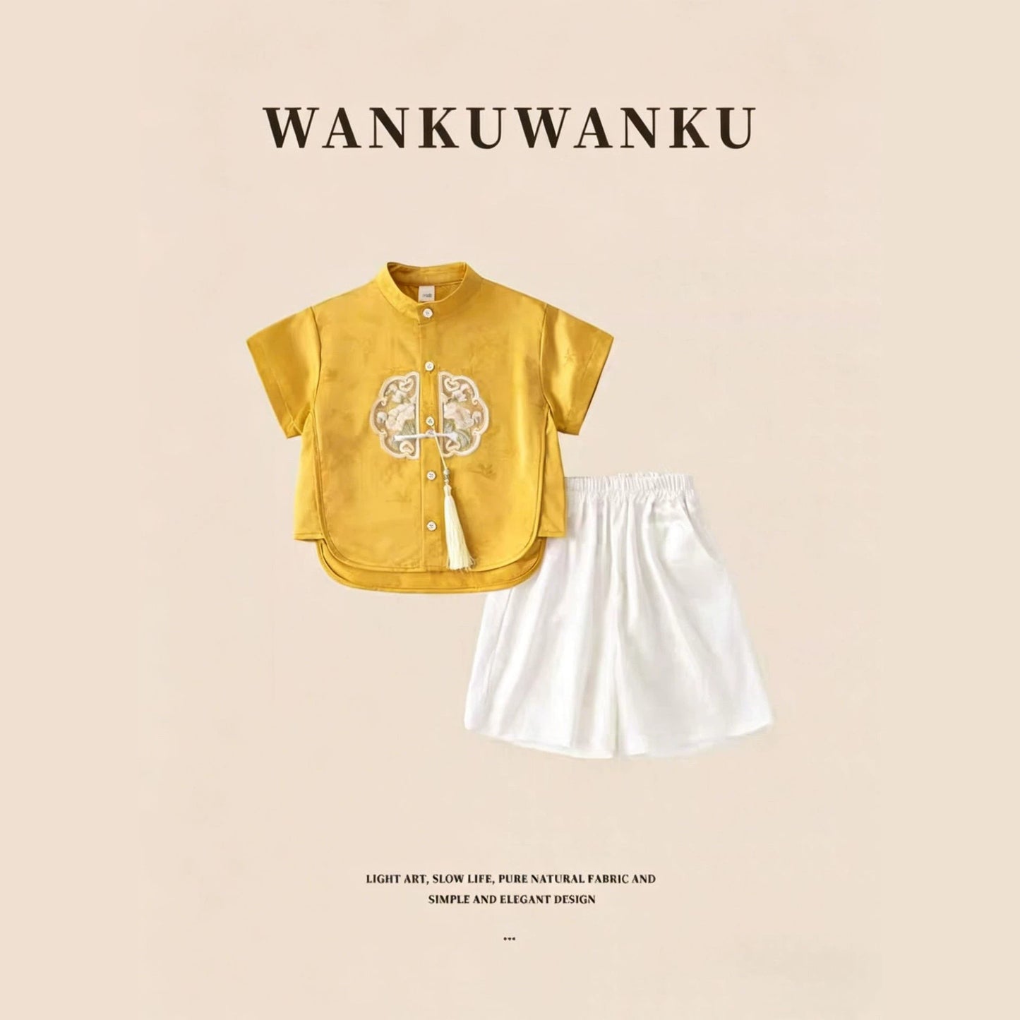 Children's Summer Blouse Chinese Style Buckle Shirt Children's Suit