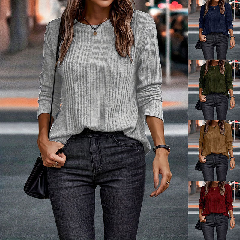 Women's Autumn Casual Solid Color Warm Long Women's T-shirt