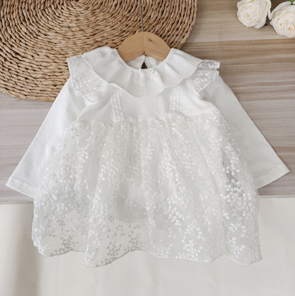 Summer Clothing Bloomer With Skirt Fashionable Sweet Mesh Lace Collar Jumpsuit, Climbing Suit