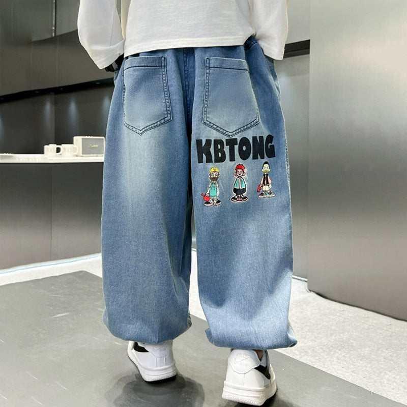 Children's Summer Thin Denim Cartoon Casual Boys Children's Pants