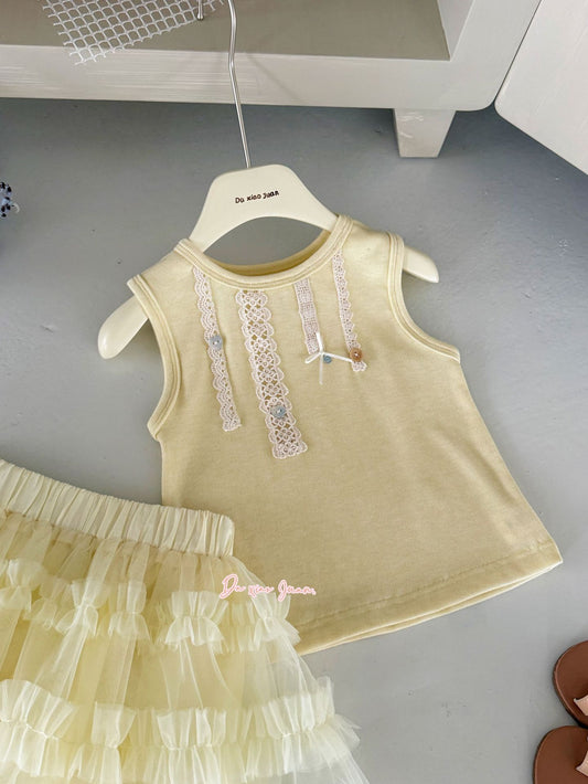 Large Small Bow Vest Korean Style Sleeveless Children's T-shirt
