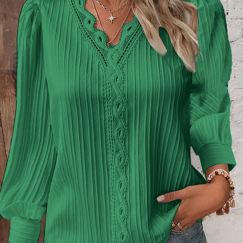 Women's Autumn Long Sleeve Lace Patchwork Shirt Clothing