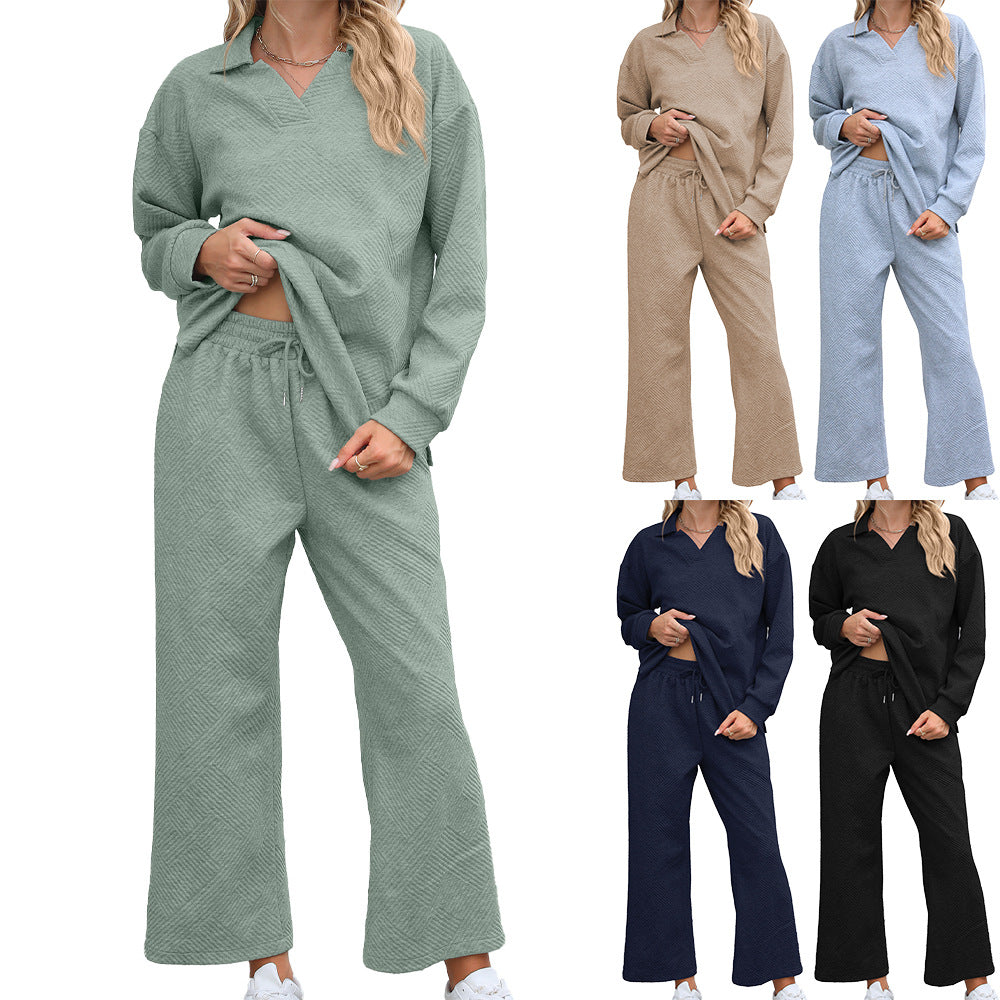 Solid Color Lapel Long Sleeve Elastic Sweaters
