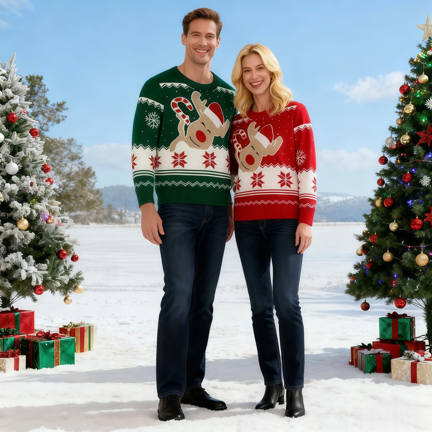 Christmas Sweater Elk Jacquard Family Pullover Parent-child Outfit