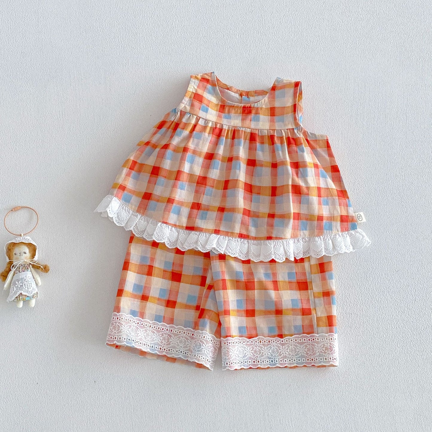Super Cute Suspender Summer Fashion Big Ears Jumpsuit Plaid Children's Pants