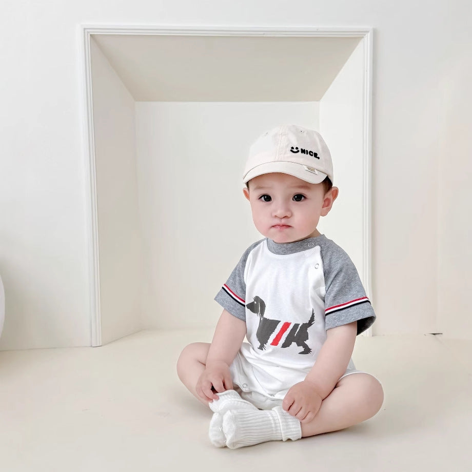 Born Fashion Korean Cartoon Puppy Color Matching Male Casual Jumpsuit, Climbing Suit