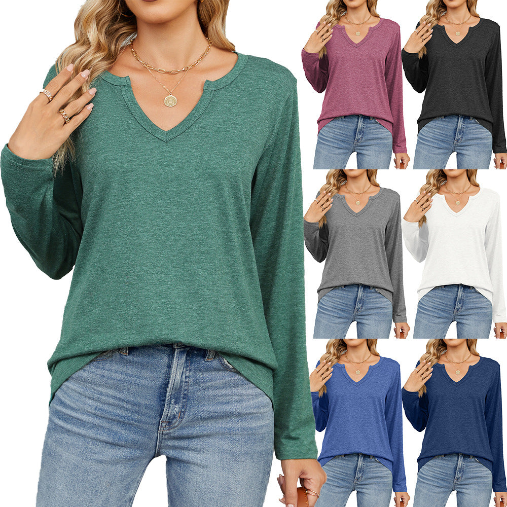 Women's Long Sleeve Loose Solid Color Women's T-shirt