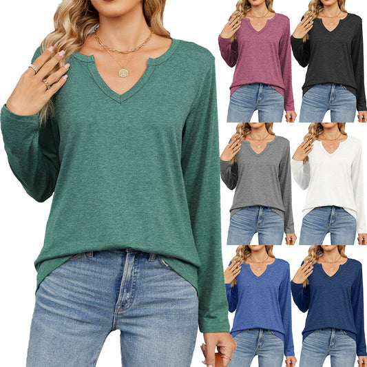 Women's Long Sleeve Loose Solid Color Women's T-shirt