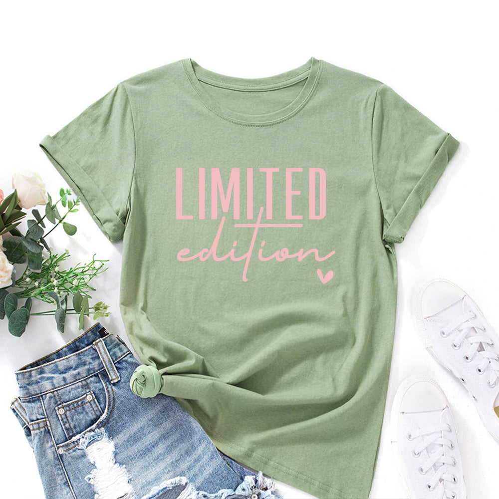 Women's Printed Loose Round Neck Sleeve Women's T-shirt