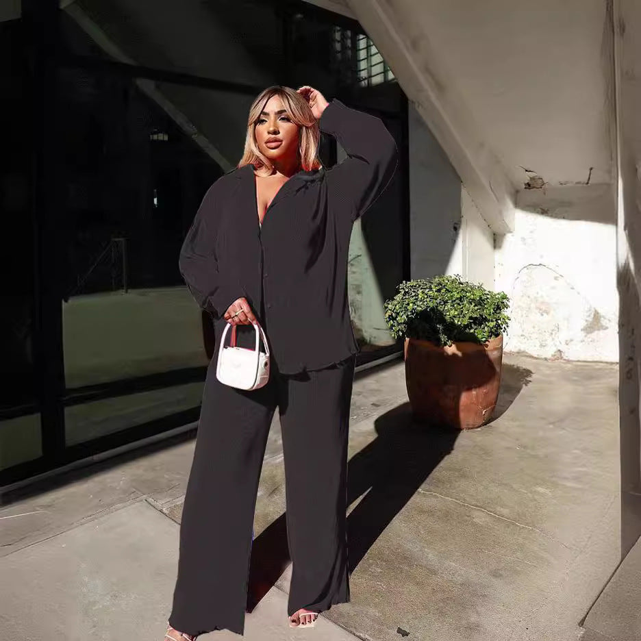 Glamorous Women's Sexy Pleated Loose Multicolor Fashion Casual Suit