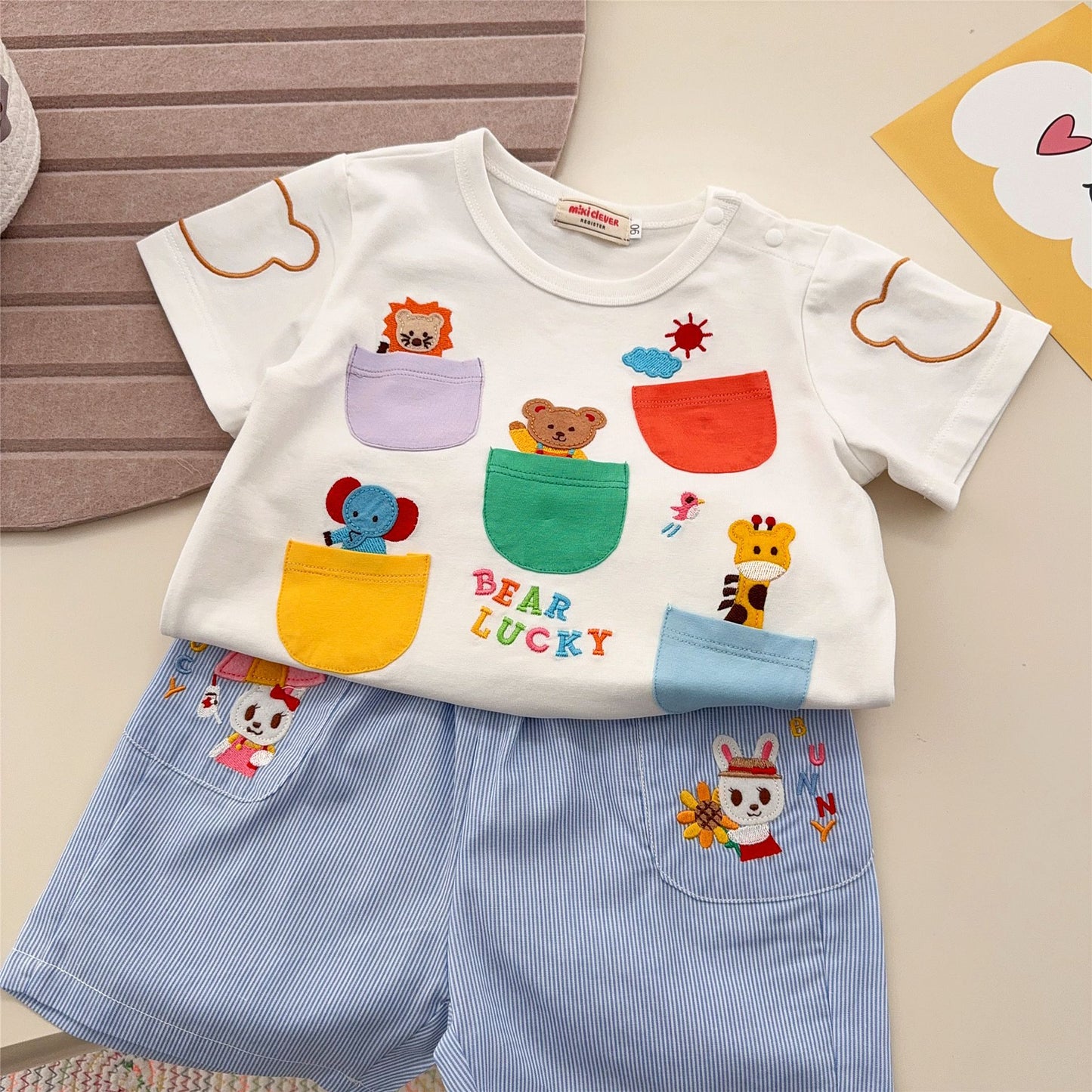 Children's Inner Wear Boys Pocket Short-sleeved Shirt Children's T-shirt