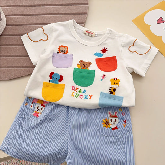 Children's Inner Wear Boys Pocket Short-sleeved Shirt Children's T-shirt