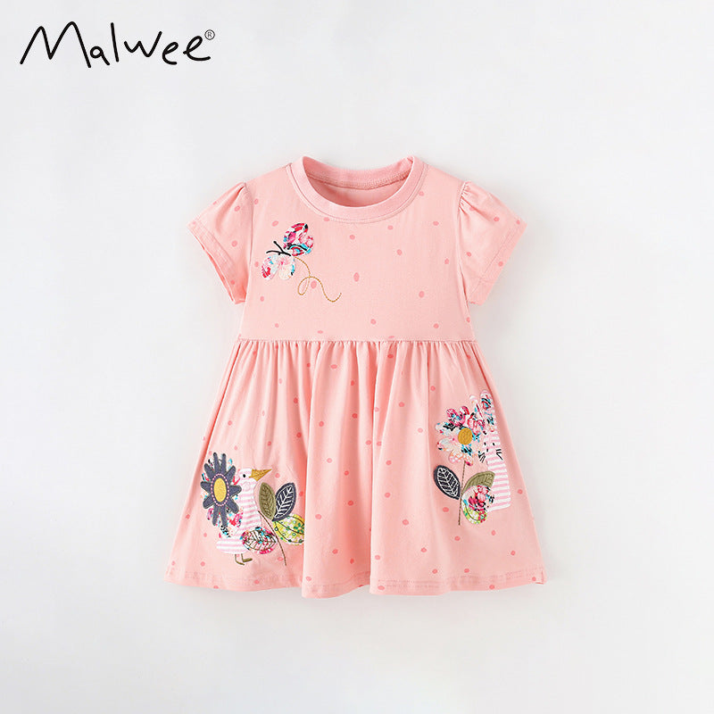 Children's Summer Casual Printed Short Sleeves Round Neck Children's Dress
