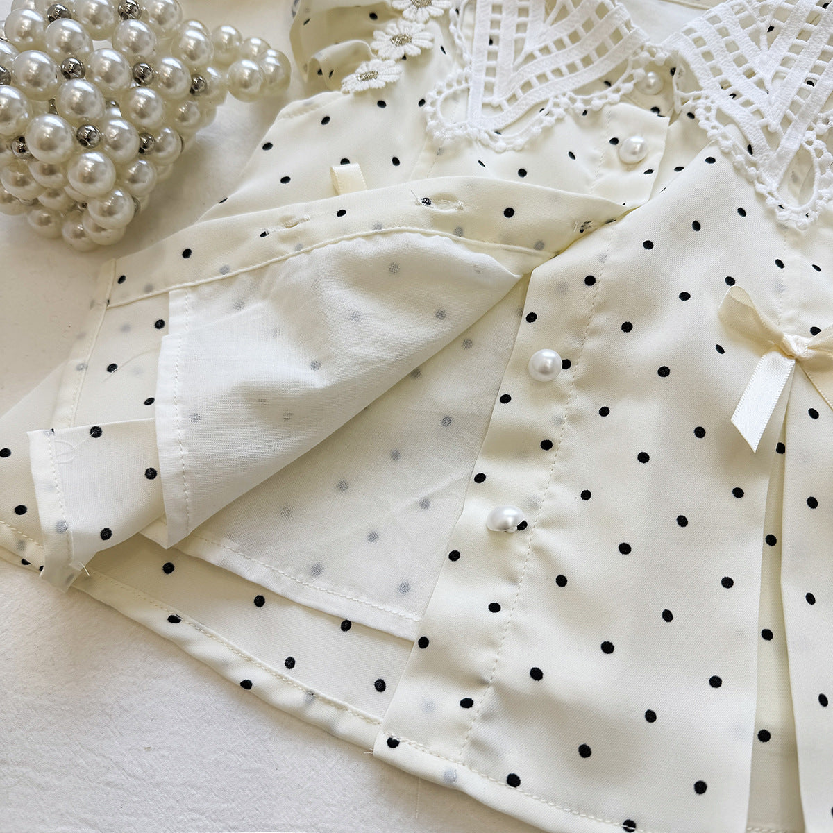 Cute Shorts Sleeveless Two-piece Sweet Western Style Polka Dot Children's Suit