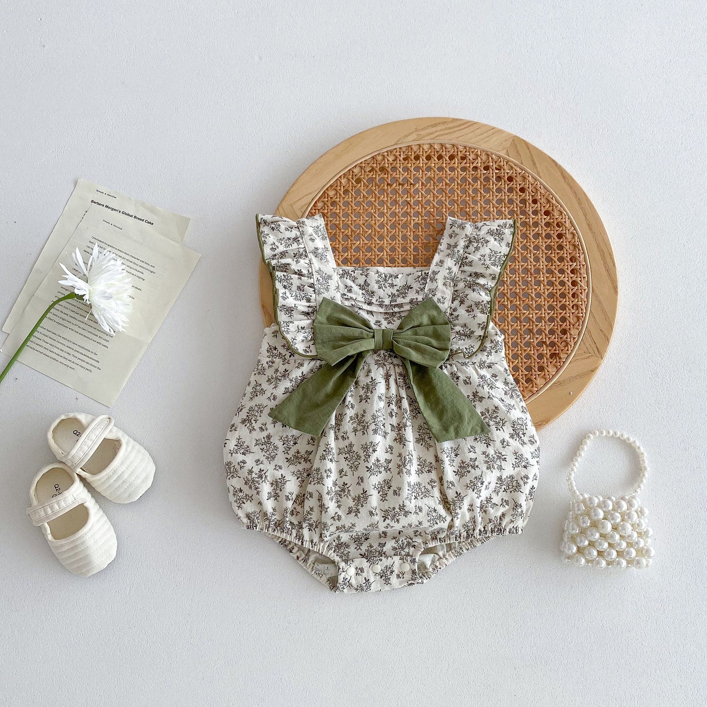Summer Jumpsuit Thin Floral Princess Dress Born Clothes Class Pure Jumpsuit, Climbing Suit