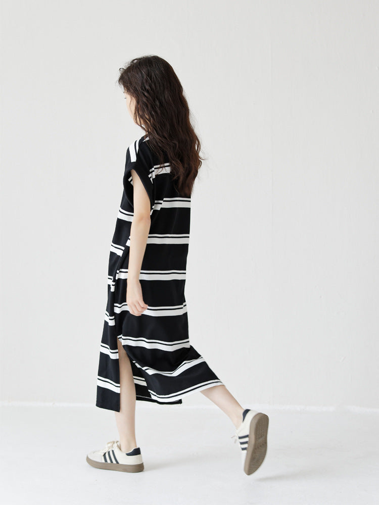 Children's Summer Western Style Medium Large Korean Long T-shirt Short-sleeved Children's Dress