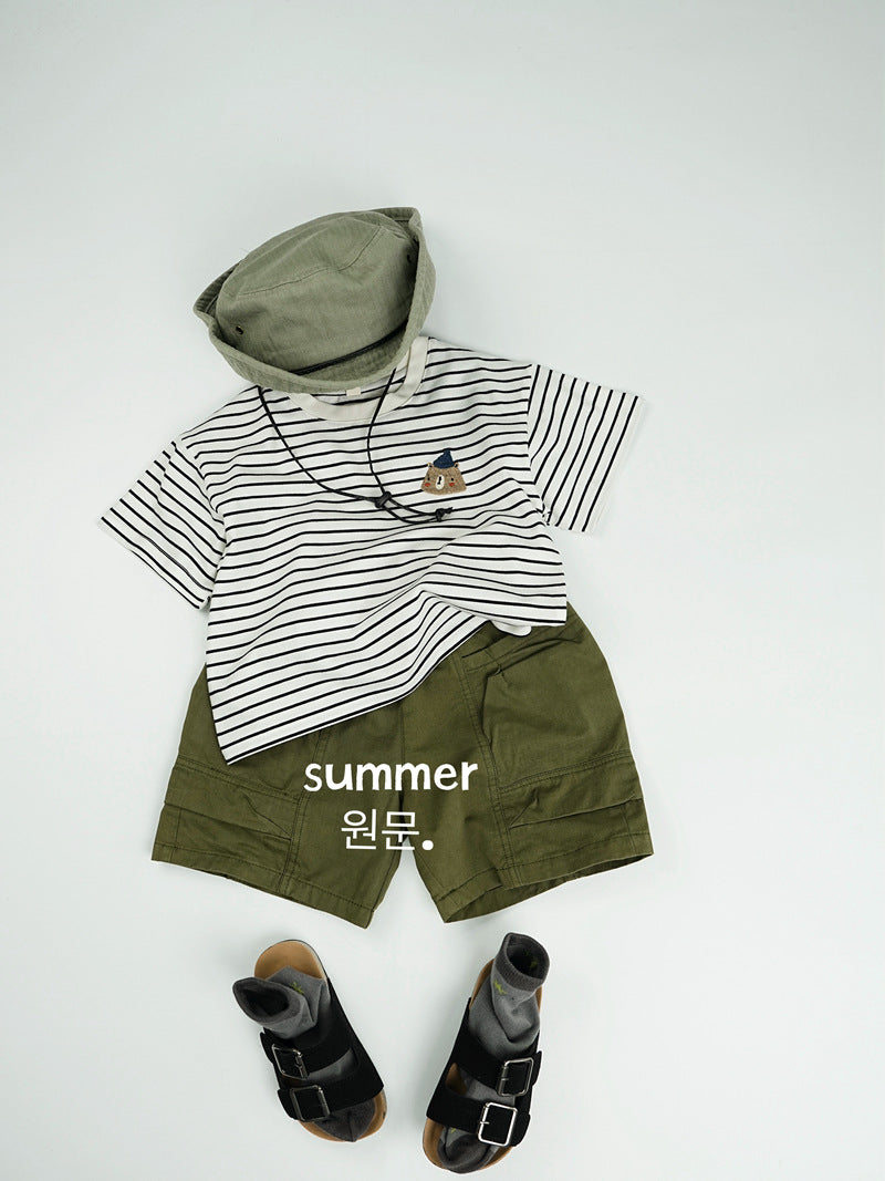 Children's Short Sleeve Korean Summer Boys Cartoon Bear Cotton Children's T-shirt