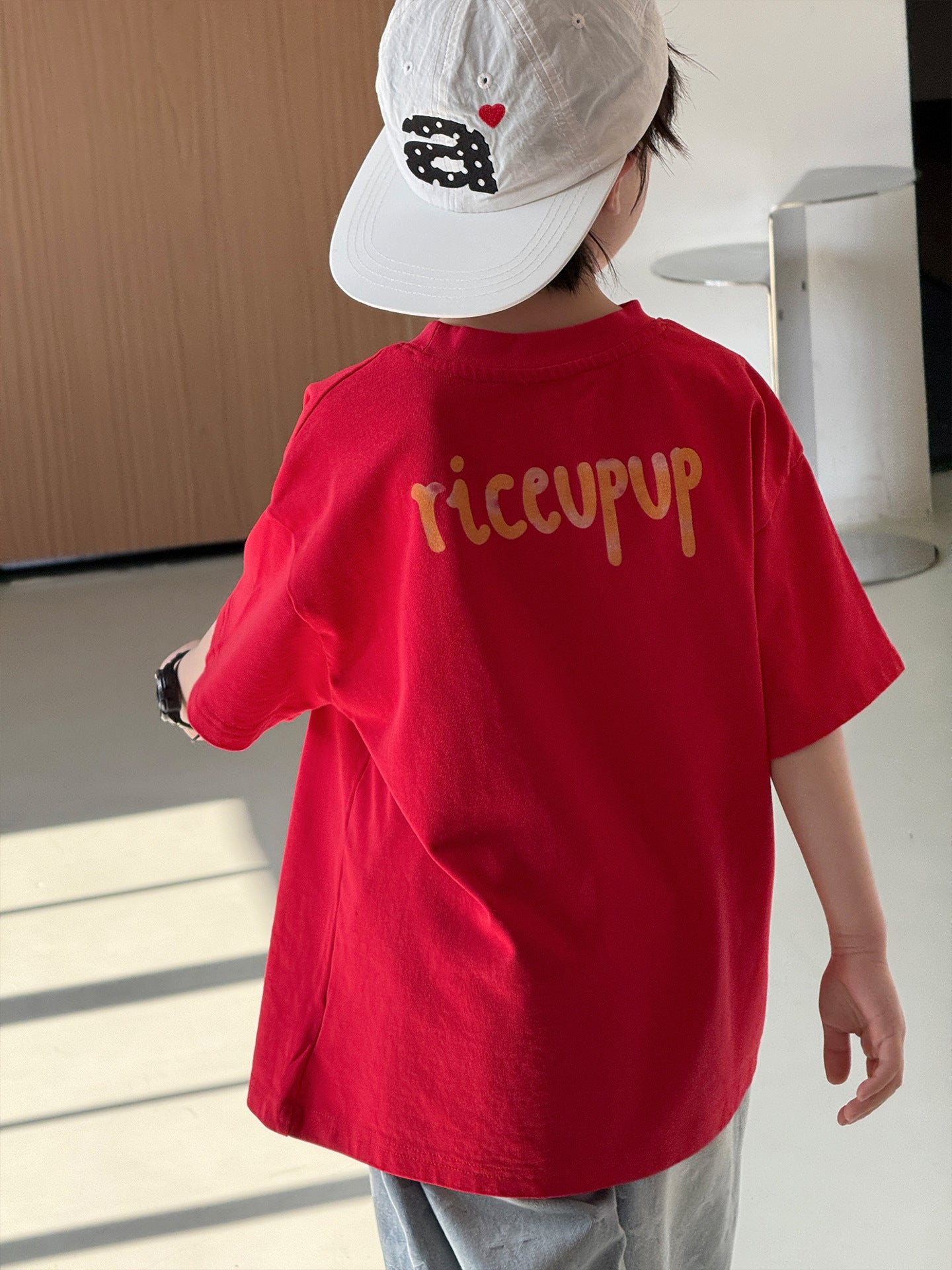 Children's Korean Style Cartoon Contrast Color Snowman Print Short Sleeve Casual Children's T-shirt
