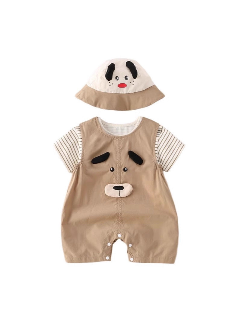 Summer Wear Boy Striped Short Sleeve Cute Suspender Pants Children's Suit