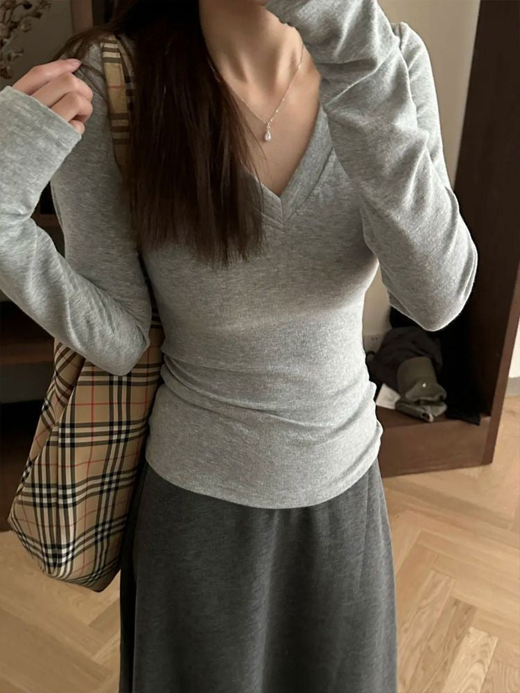 Women's Shoulder Spring Inner Wear Long Sleeve Tops