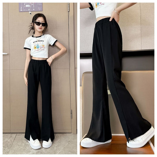 Summer Thin Clothes Wear Ice Silk Slim Fit Bootleg Children's Pants