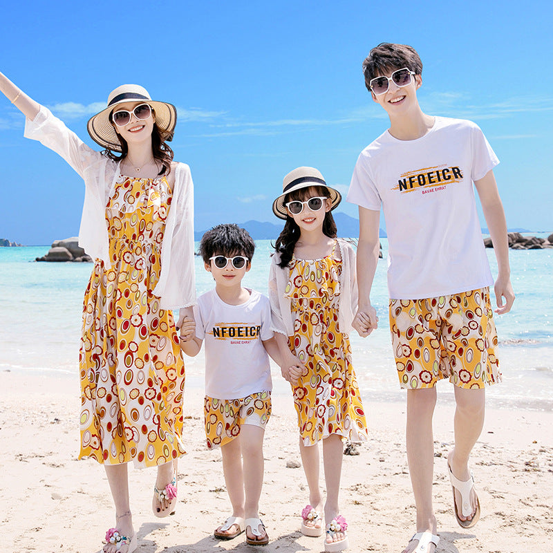 Travel Beach Dress Summer Bohemian Long Skirt Parent-child Outfit