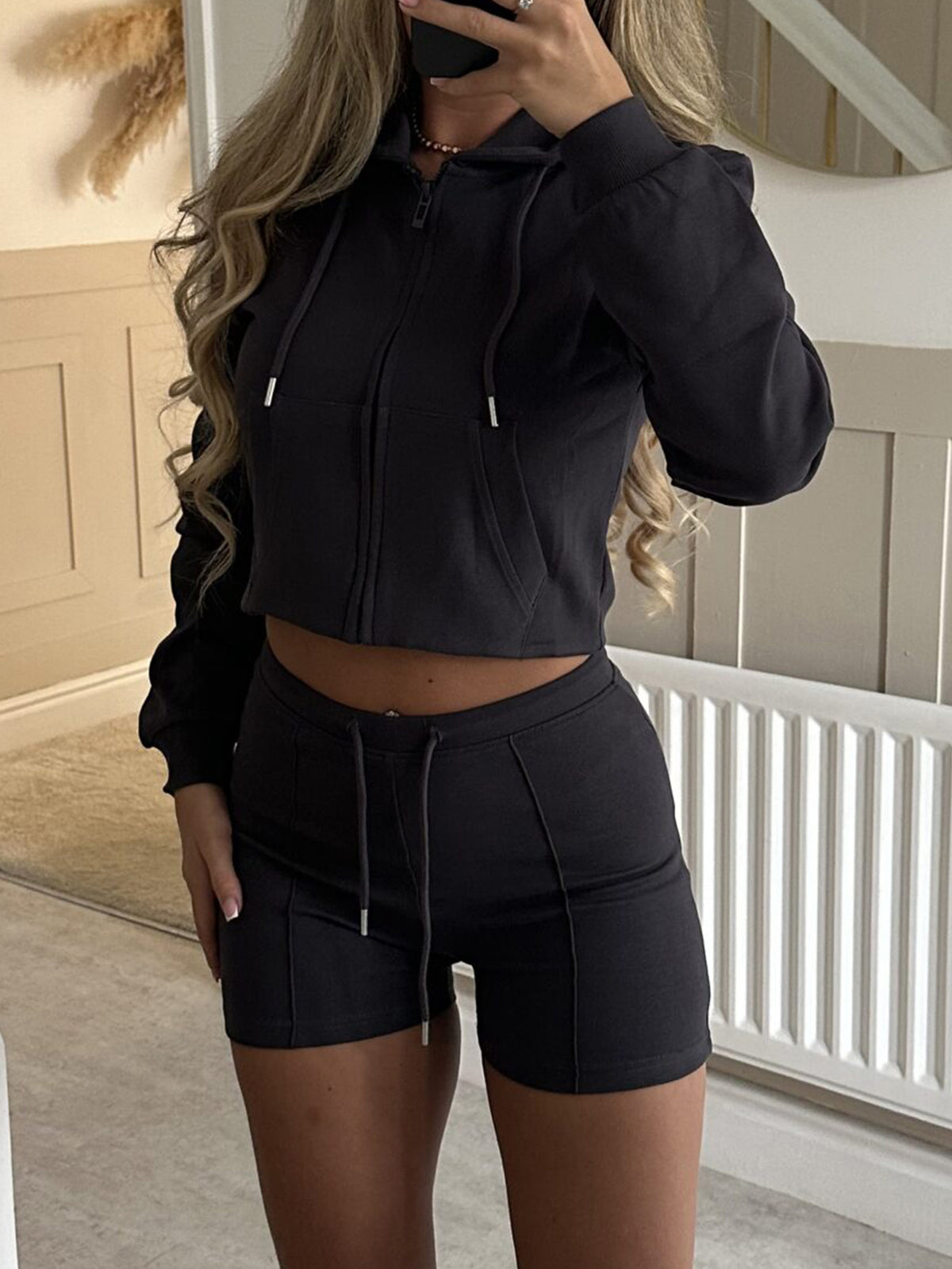Women's Sports Long Sleeve Fleece Two-piece Fashion Casual Suit