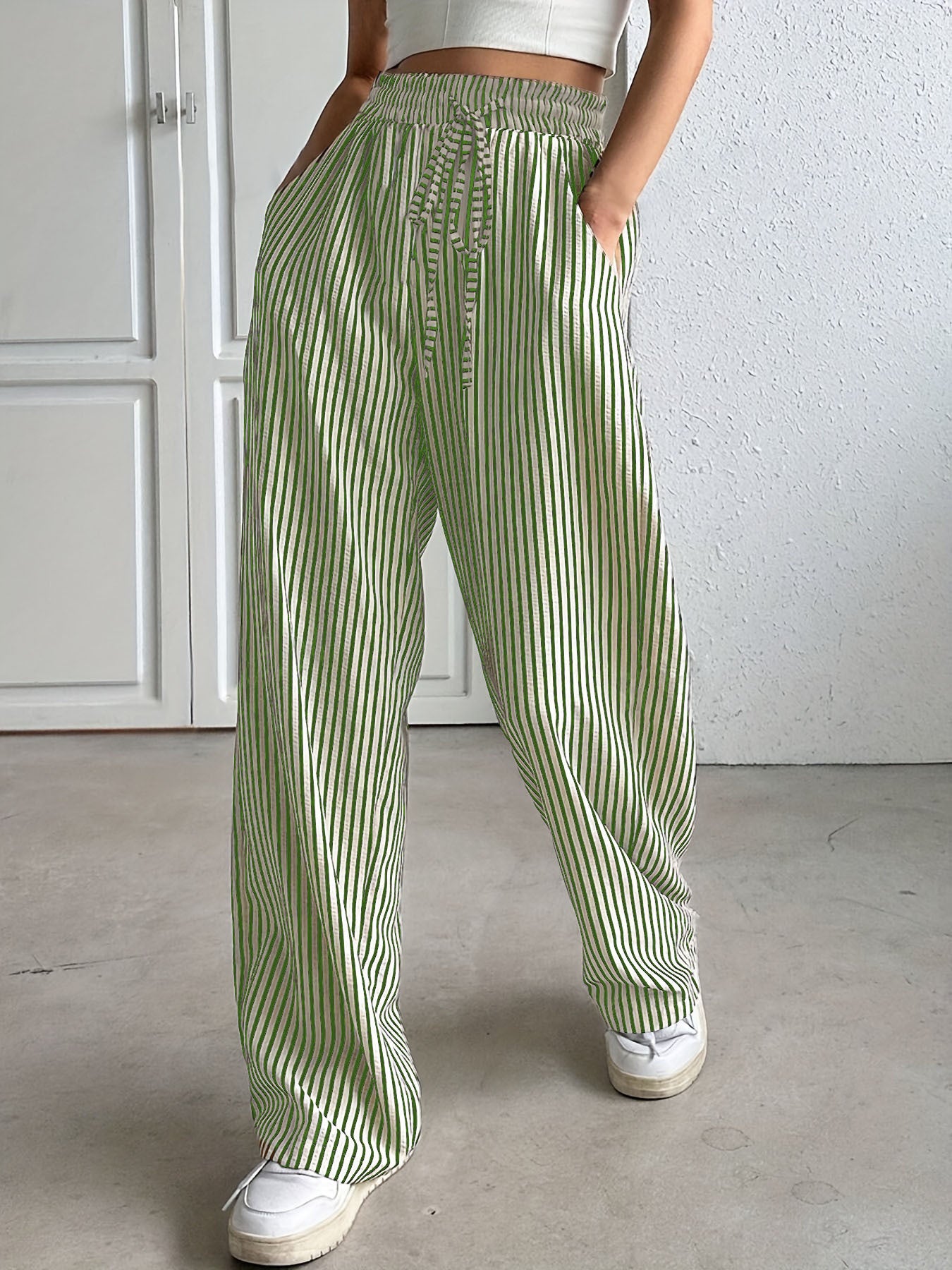 Charming Durable Trendy Women's Striped Trousers Casual Pants