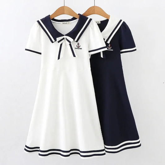 Children's Summer Preppy Style Navy Skirt Middle Big Sports Children's Dress