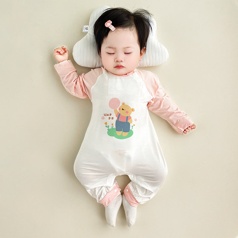 Conditioning Clothes Born Modal Breathable Long Sleeves Pajamas Jumpsuit, Climbing Suit