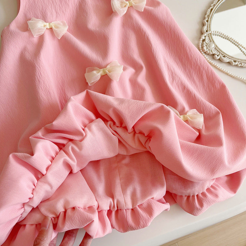 Summer Bowknot Cute Fashionable Sleeveless Bud Vest Children's Dress