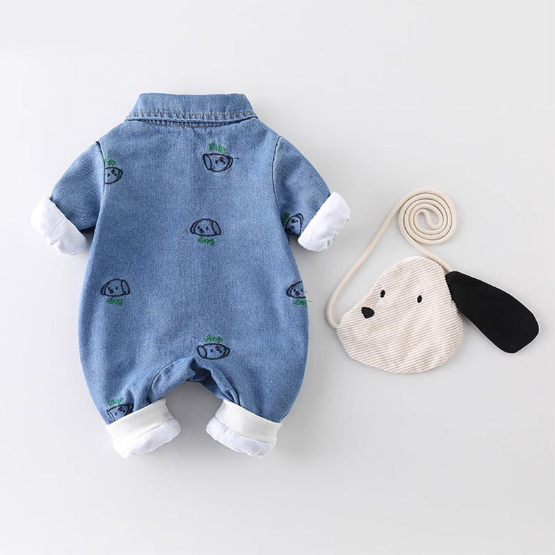 Jumpsuit Imitation Denim Long Sleeve Comfortable Jumpsuit, Climbing Suit