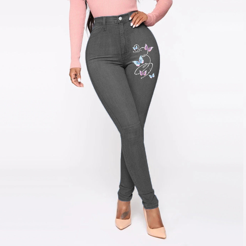 Women's Printed High Waist Sexy Skinny Women's Jeans
