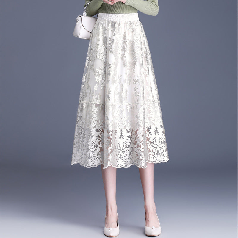 Women's Autumn Elastic Waistband Slimming Fashionable Versatile Skirt