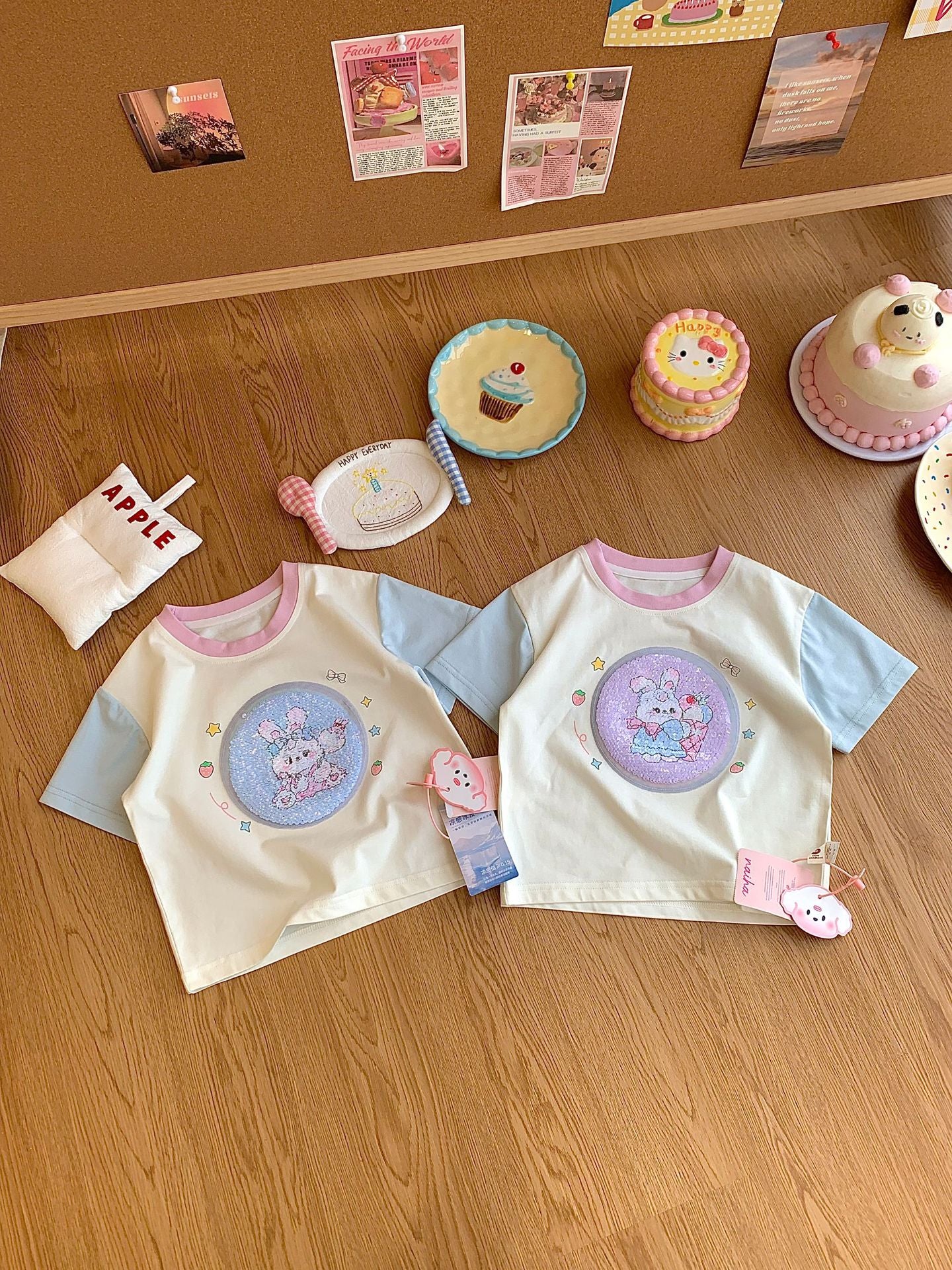 Children's Cartoon Short Sleeve Color Matching Half Children's T-shirt