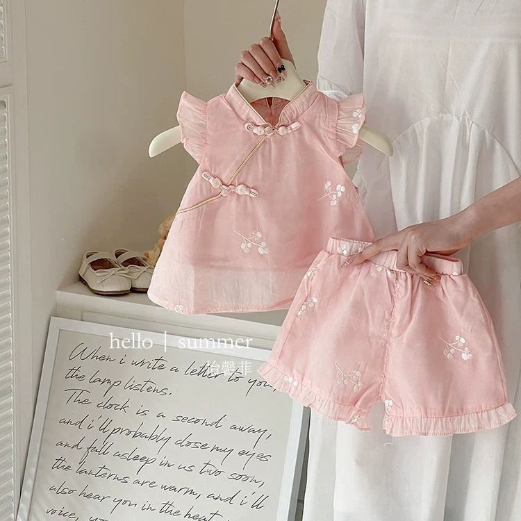 Style Summer Sweet Doll Shirt Jacquard Shorts Children's Suit