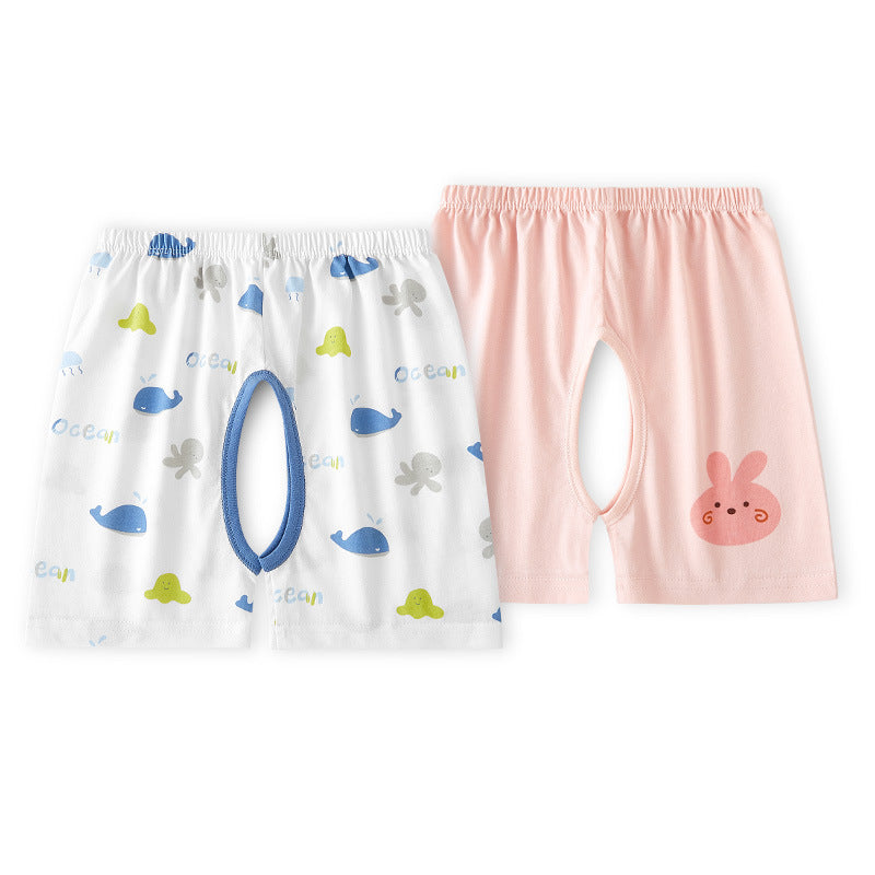 Children's Cotton Thin Summer Shorts Open Fork Children's Pants