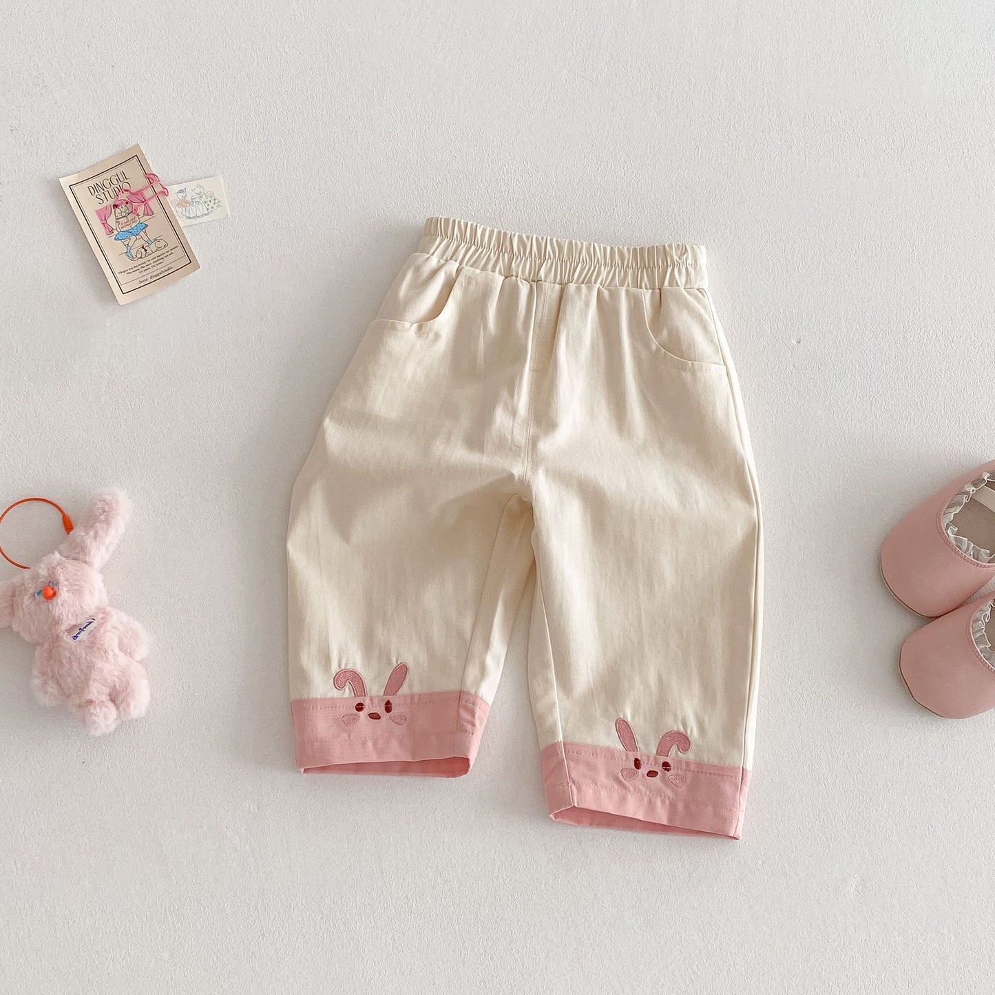 Children's Bunny Summer Korean Stitching Embroidered Thin Children's Pants