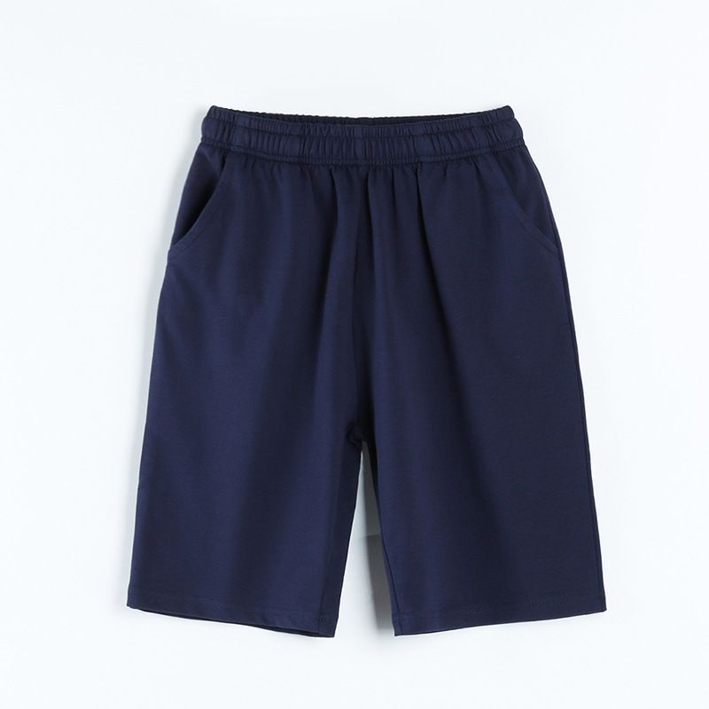School Uniform Dark Blue Gray 2 Bars White Red Loose Children's Pants