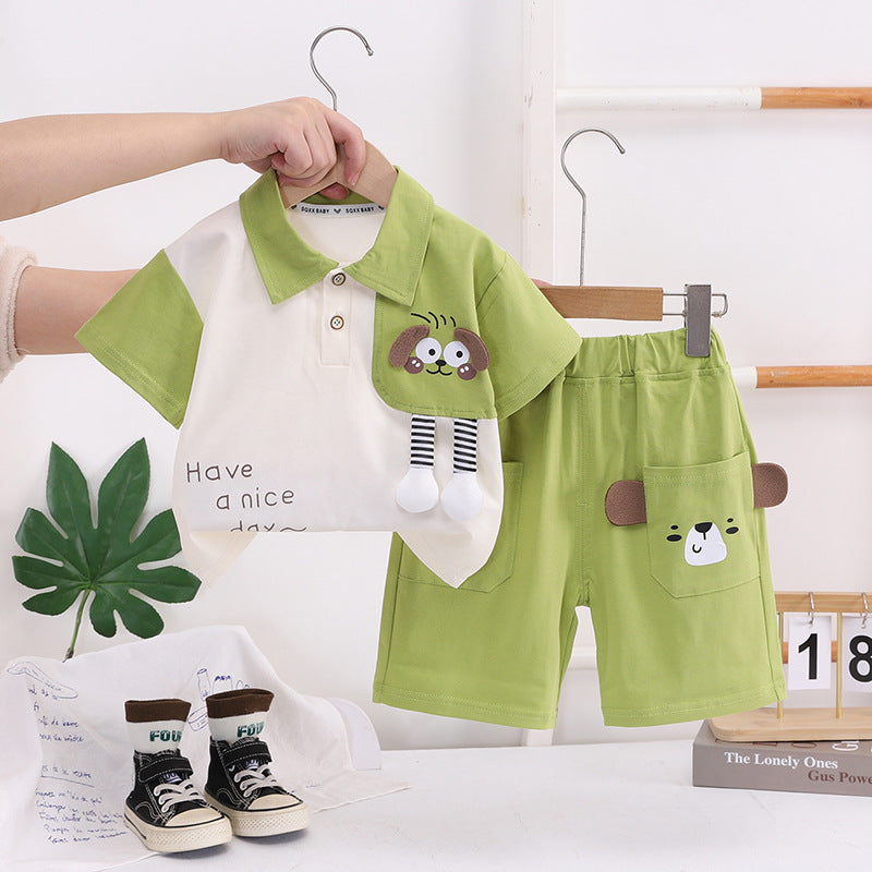 Children's Summer Cartoon Clothes For Boys Short Sleeve Two-piece Thin Children's Suit
