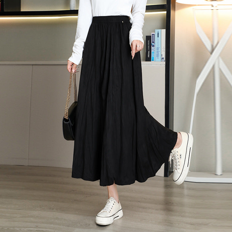 Women's Veet Draping Pleated Slimming Mid-length Expansion High Skirts