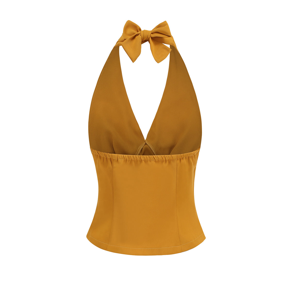 Style Pleated Deep Backless Halter Waist Slim Stage Blouse