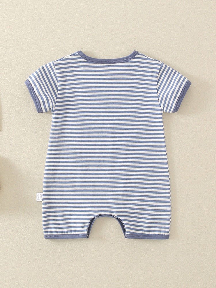 For Babies Boy Striped Short Sleeve Rompers Class Jumpsuit, Climbing Suit